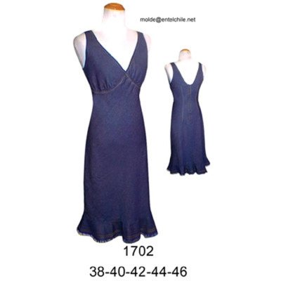 1702 - Molde de Vestido con corte bajo busto 1702 - Molde de Vestido con corte bajo busto