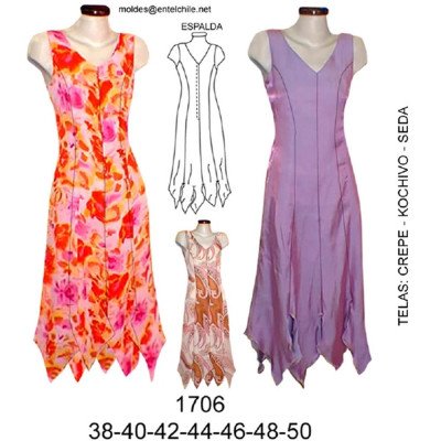 1706 - Molde de Vestido sin manga 1706 - Molde de Vestido sin manga