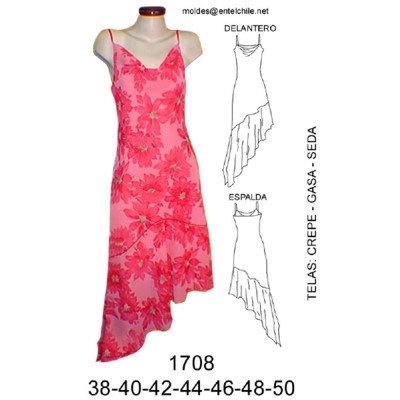 1708 - Molde de Vestido drapeado 1708 - Molde de Vestido drapeado
