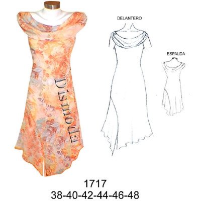 1717 - Molde de Vestido escote 1717 - Molde de Vestido escote