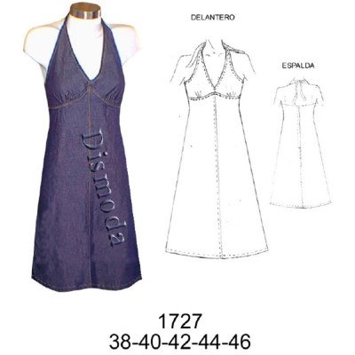 1727 - Molde de Vestido amarrado al cuello 1727 - Molde de Vestido amarrado al cuello