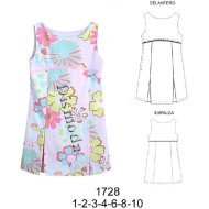 1728 - Molde de Vestido sin mangas corte sobre busto con vivo cierre al costado