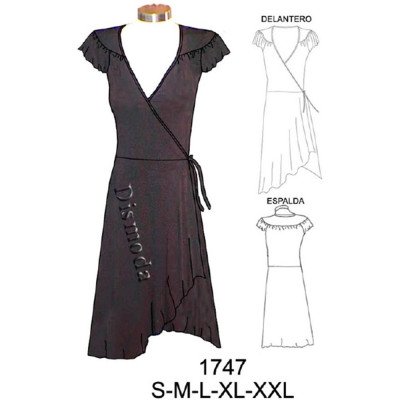 1747 - Molde de Vestido cruzado con amarra