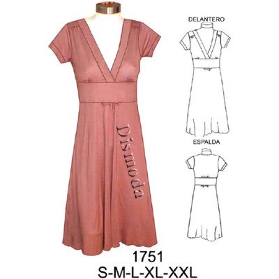 1751 - Molde de Vestido corte y recogido en delantero y espalda 1751 - Molde de Vestido corte y recogido en delantero y espalda