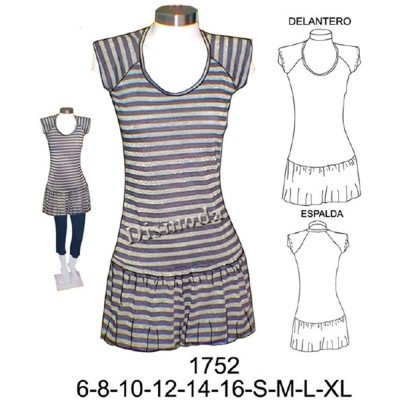 1752 - Molde de Vestido globo, manga raglan 1752 - Molde de Vestido globo, manga raglan