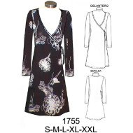 1755 - Molde de Vestido cruzado amarrado en costado