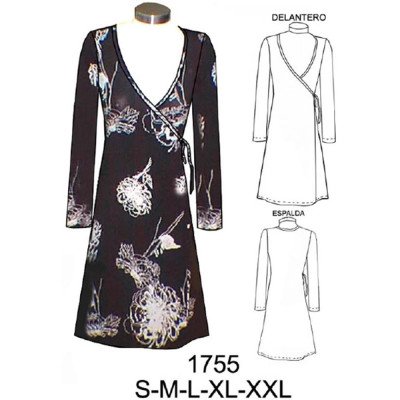 1755 - Molde de Vestido cruzado amarrado en costado 1755 - Molde de Vestido cruzado amarrado en costado