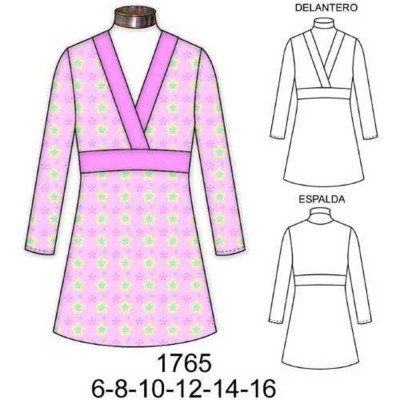 1765 - Molde de Vestido de niña cruzado con corte bajo busto 1765 - Molde de Vestido de niña cruzado con corte bajo busto