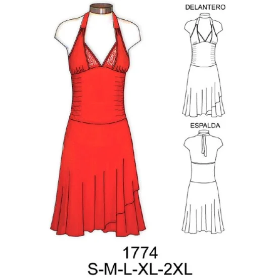1774 - Molde de Vestido amarrado