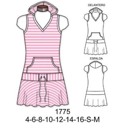 1775 - Molde de Vestido cortó con gorro 1775 - Molde de Vestido cortó con gorro