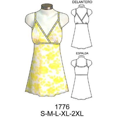 1776 - Molde de Vestido cortó con tirantes 1776 - Molde de Vestido cortó con tirantes