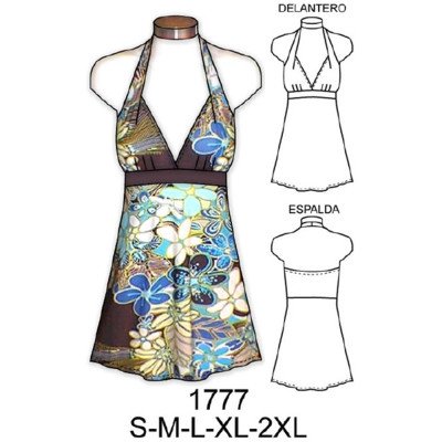 1777 - Molde de Vestido corto con tirantes 1777 - Molde de Vestido corto con tirantes