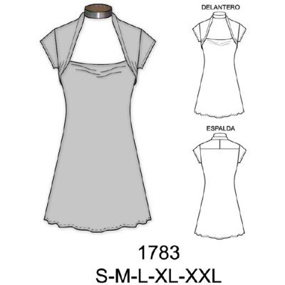1783 - Molde de Vestido con imitación bolero 1783 - Molde de Vestido con imitación bolero