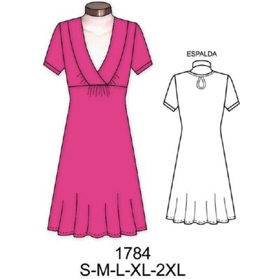 1784 - Molde de Vestido con cuello cruzado y corte bajo busto 1784 - Molde de Vestido con cuello cruzado y corte bajo busto