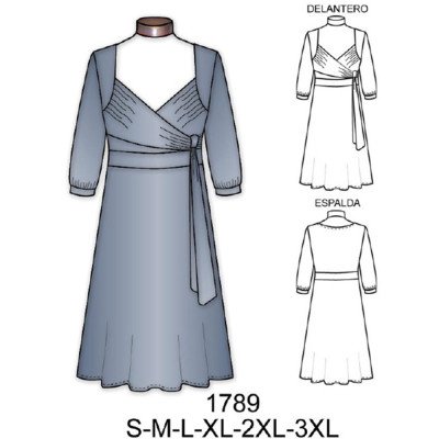 1789 - Molde de Vestido con corte bajo busto 1789 - Molde de Vestido con corte bajo busto