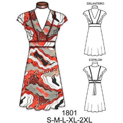 1801 - Molde de Vestido doble manga 1801 - Molde de Vestido doble manga