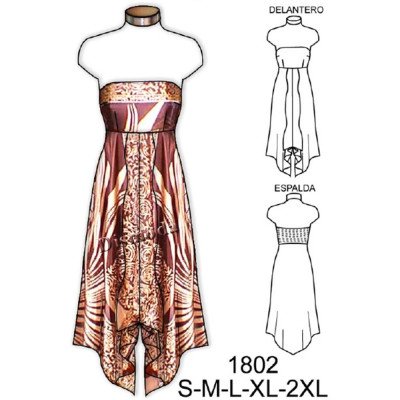 1802 - Molde de Vestido strapless 1802 - Molde de Vestido strapless