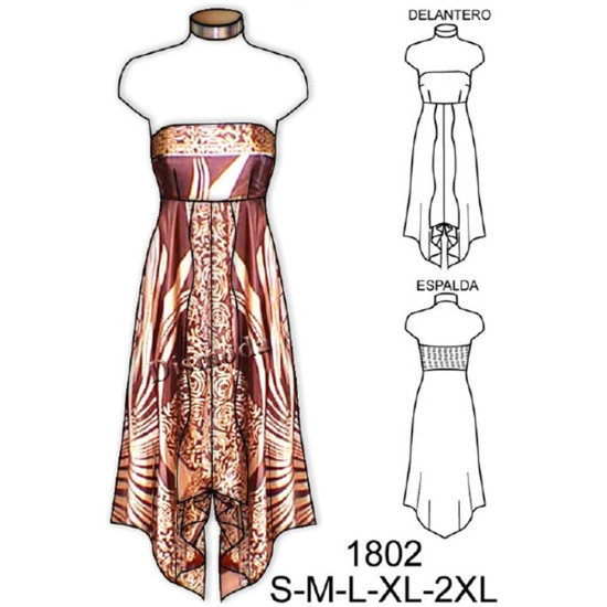 1802 - Molde de Vestido strapless