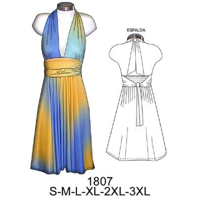 1807 - Molde de Vestido escotado 1807 - Molde de Vestido escotado