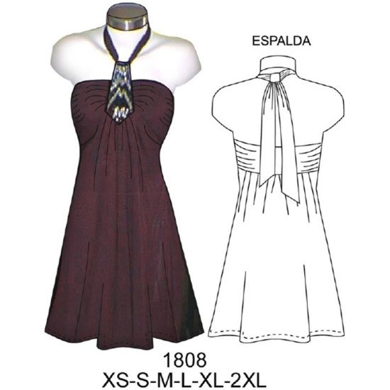 1808 - Molde de Vestido straples