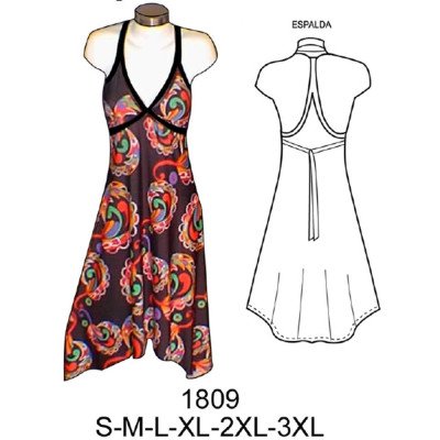 1809 - Molde de Vestido con cola y amarra 1809 - Molde de Vestido con cola y amarra