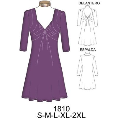 1810 - Molde de Vestido manga 3/4 manga 1810 - Molde de Vestido manga 3/4 manga