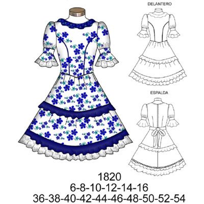 1820 - Molde de Vestido de huasa 1820 - Molde de Vestido de huasa