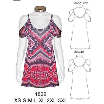 1822 - Molde de Vestidos sin hombro, cuello redondo con manga recogida 1822 - Molde de Vestidos sin hombro, cuello redondo con manga recogida