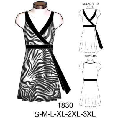 1830 - Molde de Vestido cruzado con amarra 1830 - Molde de Vestido cruzado con amarra