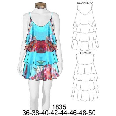 1835 - Molde de Vestido gasa 4 capas 1835 - Molde de Vestido gasa 4 capas