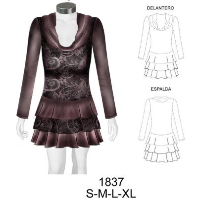 1837 - Molde de Vestido cuellos grande con mangas 1837 - Molde de Vestido cuellos grande con mangas