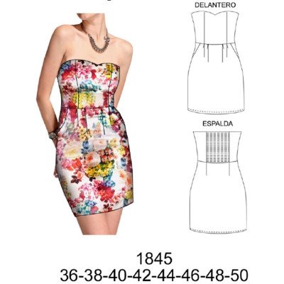 1845 - Molde de Vestido straples 1845 - Molde de Vestido straples