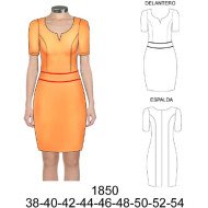 1850 - Molde de Jumper con manga, corte princesa y corte en cintura