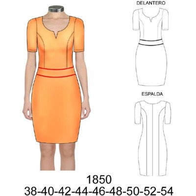 1850 - Molde de Jumper con manga, corte princesa y corte en cintura 1850 - Molde de Jumper con manga, corte princesa y corte en cintura