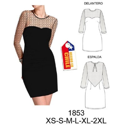 1853 - Molde de Vestido escote corazón 1853 - Molde de Vestido escote corazón