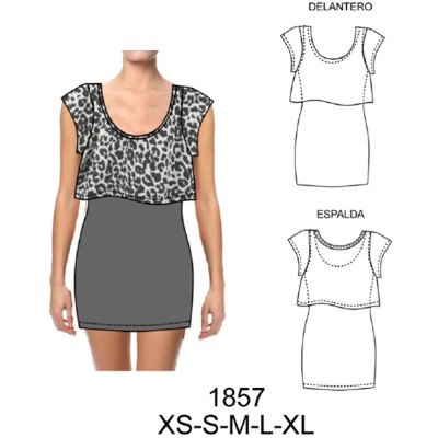 1857 - Molde de Vestido ajustado con peto evase largo 75 cms 1857 - Molde de Vestido ajustado con peto evase largo 75 cms
