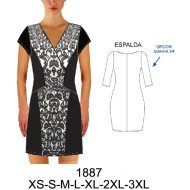 1887 - Molde de Vestido cruzado corte princesa manga pestaña