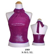 1989 - Molde de Polera halter con cuello alto fruncido, cuerpo sin hombros y tira trasera para anudar