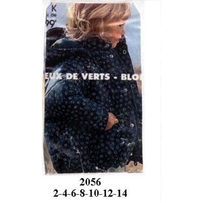 2056 - Molde de Chaqueta acolchada con canesú, capucha con tira ajustable, mangas largas con puños, tapeta de botones frontal y bolsillos con tapa 2056 - Molde de Chaqueta acolchada con canesú, capucha con tira ajustable, mangas largas con puños, tapeta de botones frontal y bolsillos con tapa