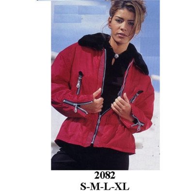 2082 - Molde de Chaqueta de cuello con solapa de piel, cierre frontal, manga larga con cierres en los puños, y bolsillos de cierre