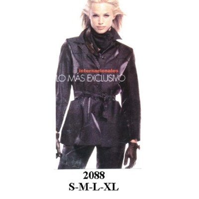 2088 - Molde de Chaqueta de cuello camisero con cierre de botones, cinturón pasador y manga larga