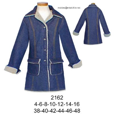 2162 - Molde de Chaquetón de mezclilla con chiporro, 2162 - Molde de Chaquetón de mezclilla con chiporro,