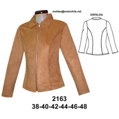 2163 - Molde de Chaqueta de cuello camisero con cierre frontal y manga larga