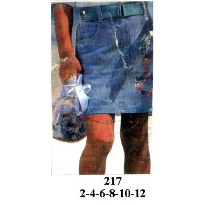 217 - Molde de Falda recta con pretina, bragueta, bolsillos delanteros,