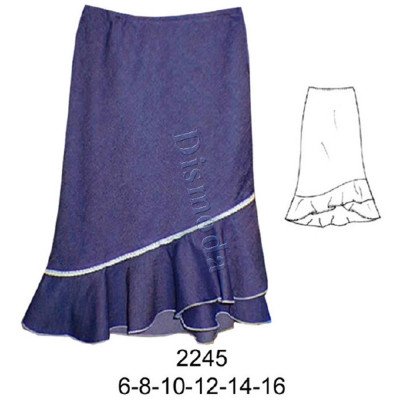 2245N - Molde de Falda con pretina , vuelos asimétricos 2245N - Molde de Falda con pretina , vuelos asimétricos