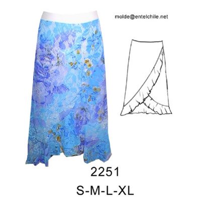 2251 - Molde de Falda con doble rucha en delantero 2251 - Molde de Falda con doble rucha en delantero