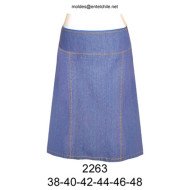 2263 - Molde de Falda pretina ancha con cortes ,cierre al costado;