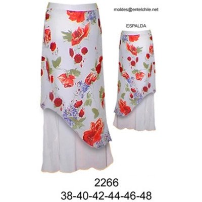2266 - Molde de Falda cortada al sesgo, elástico en la cintura, dos capas; 2266 - Molde de Falda cortada al sesgo, elástico en la cintura, dos capas;