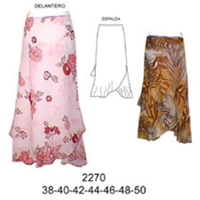 2270 - Molde de Falda asimétrica con abertura en los costados, cortada al sesgo, 2270 - Molde de Falda asimétrica con abertura en los costados, cortada al sesgo,