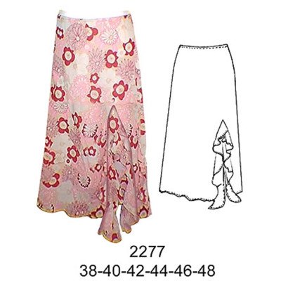 2277 - Molde de Falda con abertura en delantero con ruchas, 2277 - Molde de Falda con abertura en delantero con ruchas,